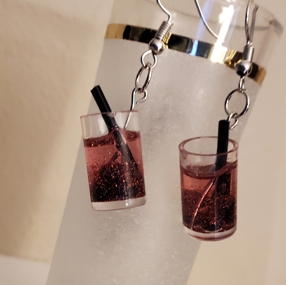 Glitter Drink Dangle Earring - Picture 2 of 12
